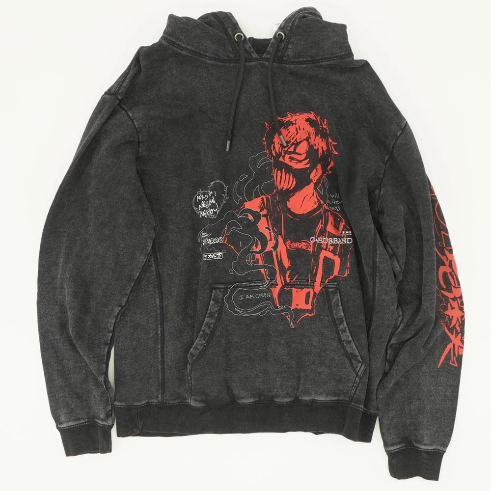 CORPSE HUSBAND CORPSE Charcoal Graphic Hoodie size XL